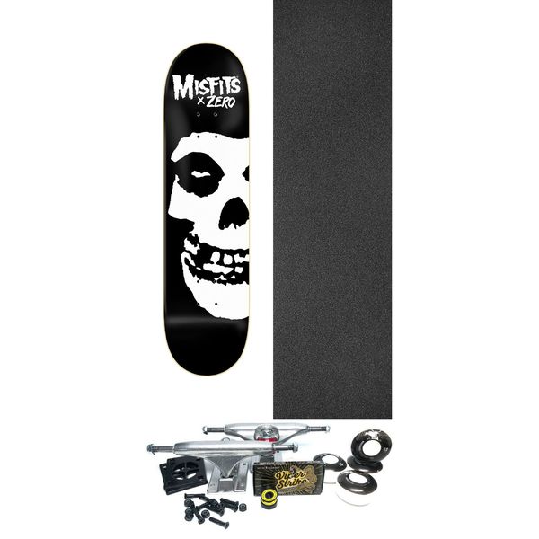 Zero Skateboards Misfits Big Fiend Skull Black / White Skateboard Deck - 8" x 31.6" - Complete Skateboard Bundle
